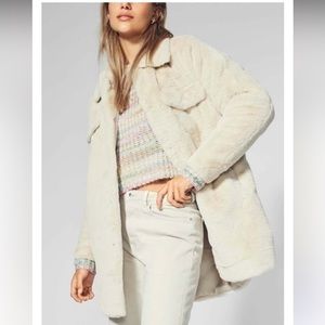 ASOS Beige Faux Fur Jacket Medium Length
